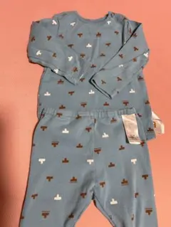 moimoln 男女兼用　水色 スタンプ柄ベビーパジャマ 100