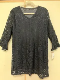 黒レース Vネック チュニック 3L 新品