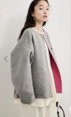 新品タグ付き　アダムエロペ　ノーカラーコート