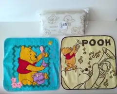 【新品未使用】プーさん ミニハンカチセット 2枚組＋スポンジおまけ付き