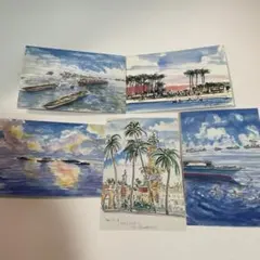 水彩画 ポストカード 榎木孝明　5枚セット