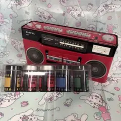 レトロ　EUREKA 赤いカセットプレーヤー風缶ケース フィルム缶付き