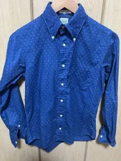 KEATON CHASE ネイビー ドット柄 ボタンダウンシャツ