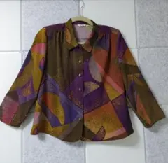 幾何学模様 マルチカラーボタンダウンシャツ