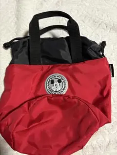 【非売品・レトロ】講談社 ディズニー ミッキーマウス 巾着トートバッグ 赤×黒