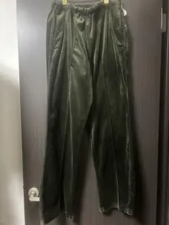 WHIMSIC ベロアパイピングトラックフレアパンツ カーキ ユニセックス