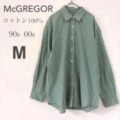 マックレガー 長袖シャツ ギンガムチェック 緑 コットン 日本製 レトロ M