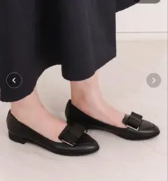 グログランリボンローファー ブラック　24.0㎝