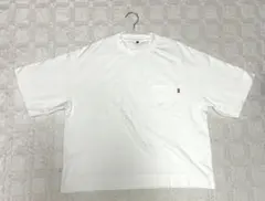 ポケット付き クルーネック Tシャツ ホワイト
