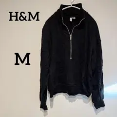 H&M【M】ブラック ハーフジップ トレーナー トップス　スウェット　黒