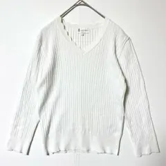 ロペピクニック リブニット Vネック オーガニックコットン 白 フリルネック Yのサムネイル