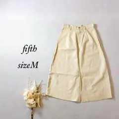 フィフス レザー フレアスカート ロング スリット入り【M】ベージュ kc804