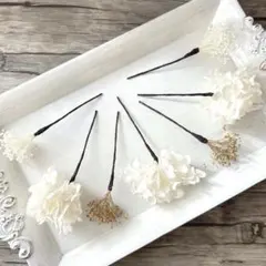 No.184 プリザーブドフラワー紫陽花♡ホワイト♡カスミ草ゴールドmix♡