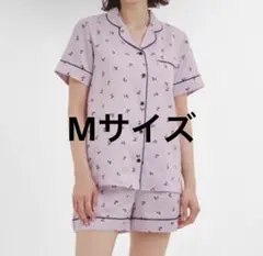 GU チェリー柄 サテン パジャマ セット ピンク M