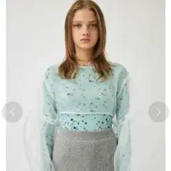 MOUSSY 花柄 シアー レイヤード ボリューム袖 トップス★タグ付き新品のサムネイル