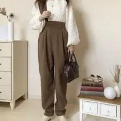 しまむら えだ　ワンショルダー付きパンツ ブラウンパンツ