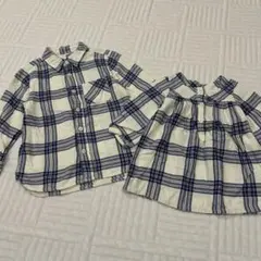 無印良品　兄妹 リンクコーデ お揃い　ネルシャツ　ワンピース