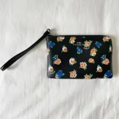 coach コーチ　花柄　マルチブラック　リストレット　ポーチ
