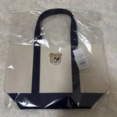 FEILER オールドテディ ワッペントート アイボリー×ネイビーLサイズ