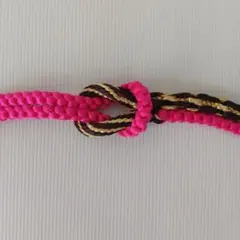 帯締め 振袖用 正絹と金属糸 濃いピンク？と黒と金色 日本舞踊 訪問着付下げ W