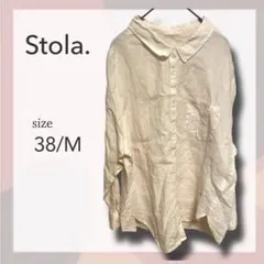美品 Stola. ストラ リネンシャツ 38 白 麻 オフィス 通勤 ブラウスのサムネイル
