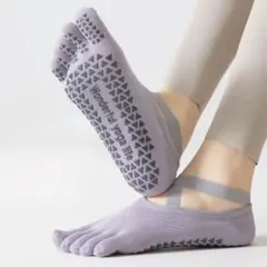 필라테스 요가 양말 크로스 스트랩 퍼플 미끄럼 방지 부착