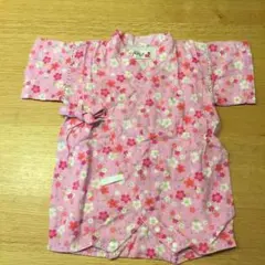 くろわっさんすべべ 甚平オール ロンパース ７０㎝ 女の子 ピンク 花柄