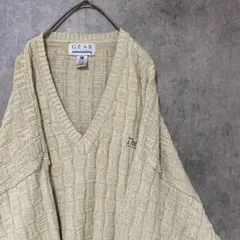 90s vintage デザインニット　メンズ　XL コットン　古着　Y4