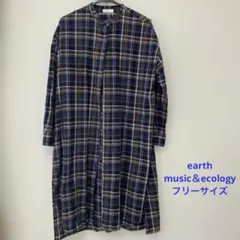 earth 長袖シャツワンピース F