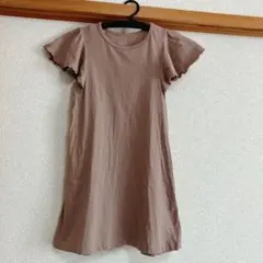 西松屋 半袖ワンピース 120 キャメル色 フレンチスリーブ 普段着 洗い替え