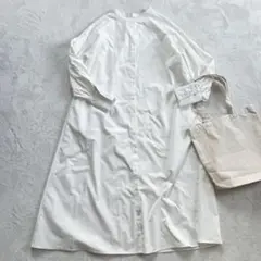 ロングシャツワンピース Aライン ノームコア ナチュラル カジュアル M