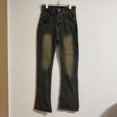 フレアパンツ　デニム　フェード加工　y2k 韓国