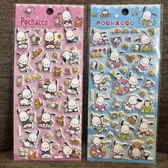 ①サンリオ ぷっくり立体ステッカー ポチャッコ　2点セット