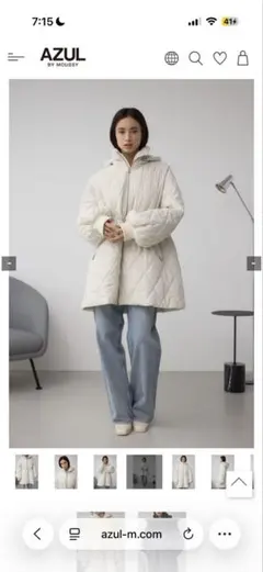 キルティング中綿ミドルコート　AZUL BY MOUSSY