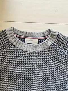 メンズLサイズ美品グレー ×ネイビーニットセーター