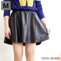 CECIL McBEE(セシルマクビー)フェイクレザー フレアミニスカート M