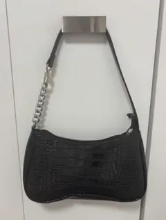 クロコダイル柄 ミニバッグ ショルダーバッグ 黒