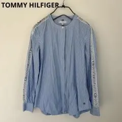 TOMMY HILFIGER袖ロゴ ストライプシャツ ブルー 36 春