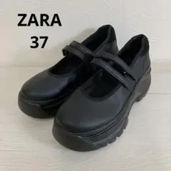 美品 ZARA バレエ フラット スニーカー 厚底 ダブルストラップ 37