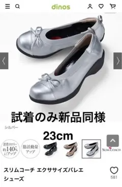 試着のみ新品同様ディノススリムコーチエクササイズバレエシューズ・23cm