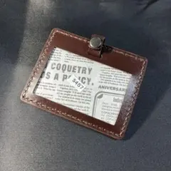 S457◎お買得！◎ダークブラウンのレザー　社員証・IDカード・交通カードケース