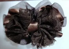 ブラウンリボン型ヘアアクセサリー