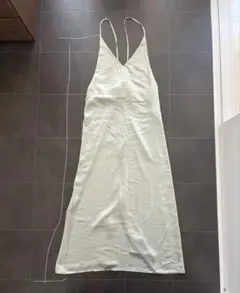 バックリボン.キャミワンピース.ロング丈.シルバー