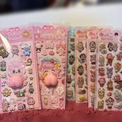 『おねさげ』ラブブ、女の子の大きなピーチシール２枚とクライベイビー４枚セット