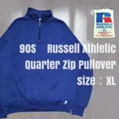 90s ラッセルアスレチック ハーフジップ スウェット ブルー XL