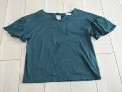 earth music&ecology フリル袖Tシャツ ダークグリーンのサムネイル