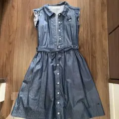 pom ponette デニムノースリーブワンピース
