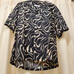 INHERIT 抽象波模様 半袖シャツ Ｍサイズ