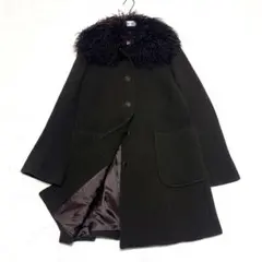 マックスアンドコー　カシミヤ混　ロングコート　ダブル　女優襟　黒　38　M相当 マックスアンドコー カシミヤ混 ロングコート ダブル 女優襟 黒