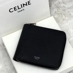 【✨極美品✨】 セリーヌ 二つ折り財布 カーフレザー ブラック CELINE セリーヌ 二つ折り財布 ブラック レザー レディース